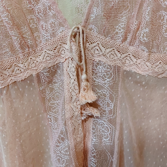 Maurices Sheer Pink Lace High Low Tie Up Tank - Picture 5 of 6